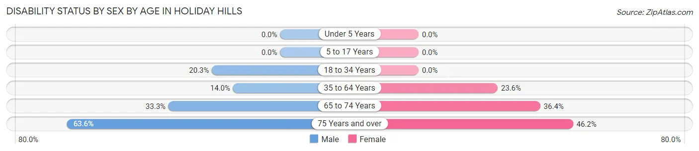 Disability Status by Sex by Age in Holiday Hills
