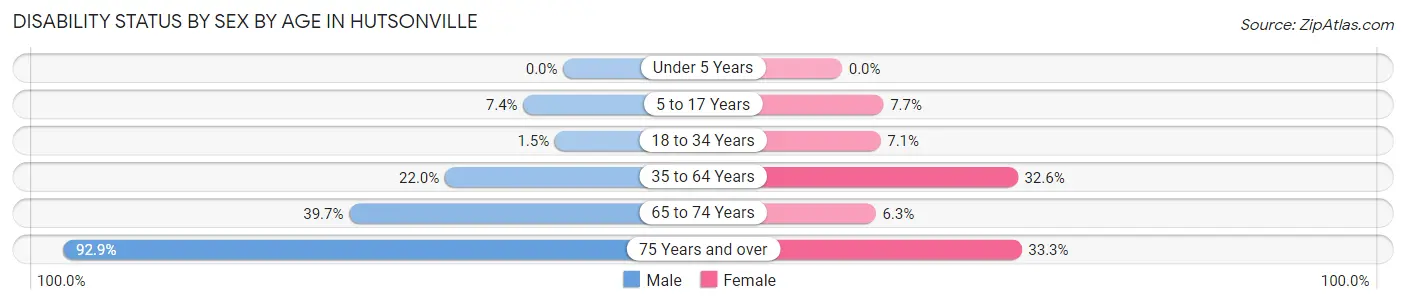Disability Status by Sex by Age in Hutsonville