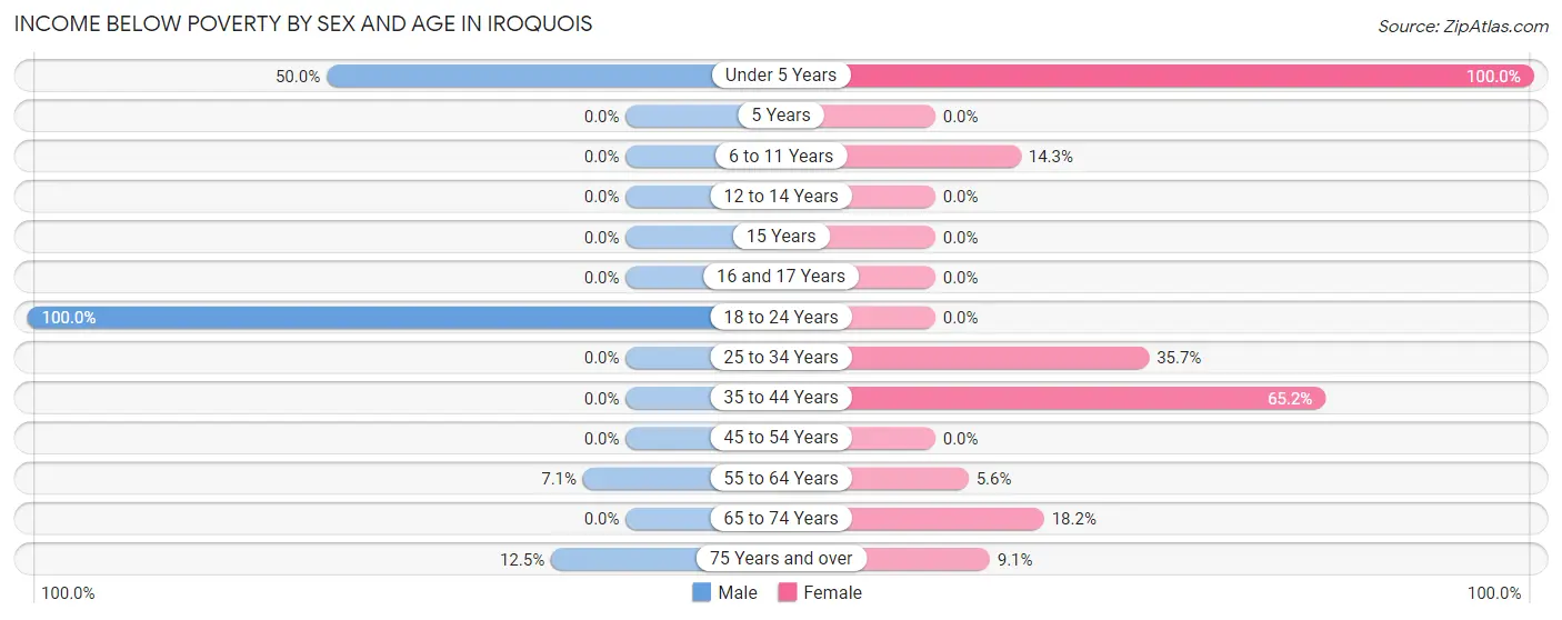 Income Below Poverty by Sex and Age in Iroquois
