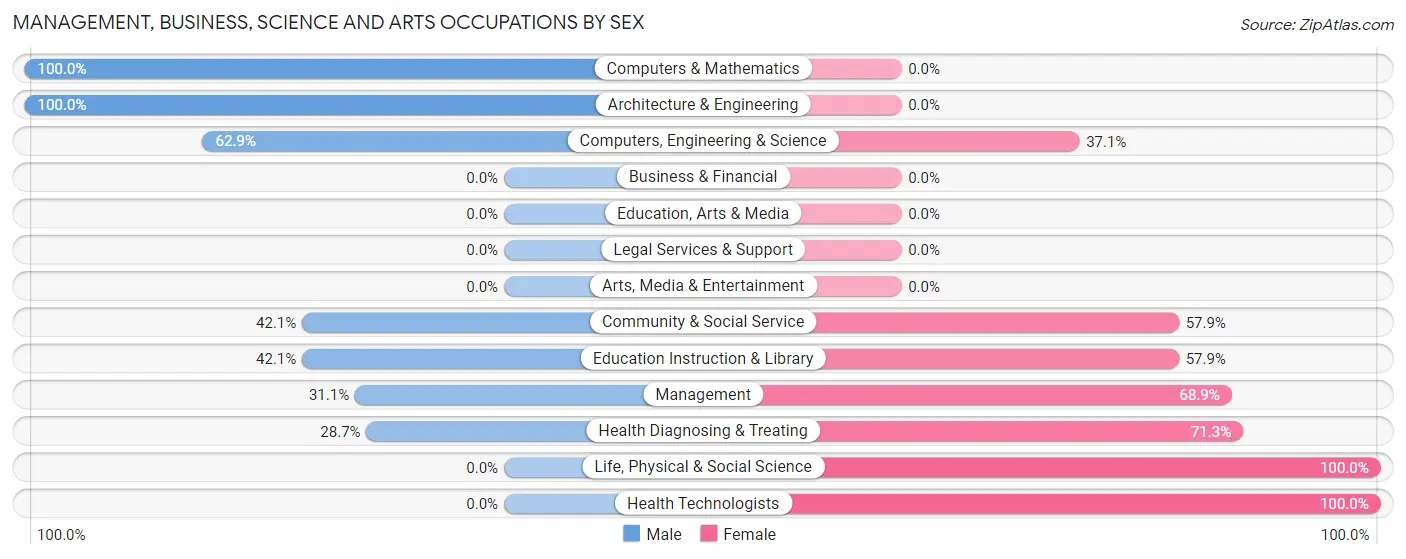 Management, Business, Science and Arts Occupations by Sex in Johnston City