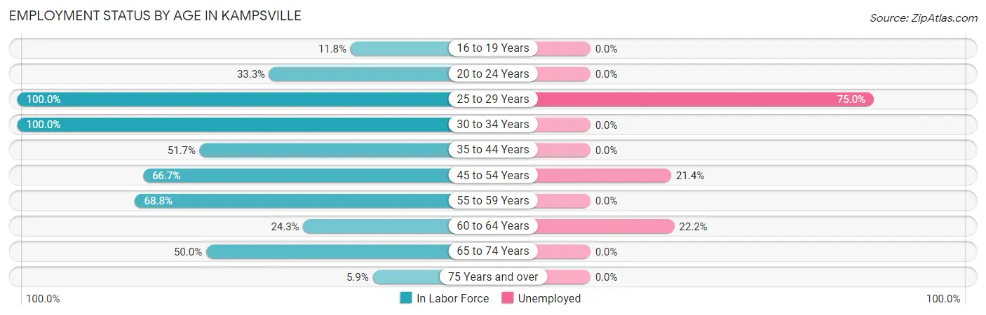 Employment Status by Age in Kampsville