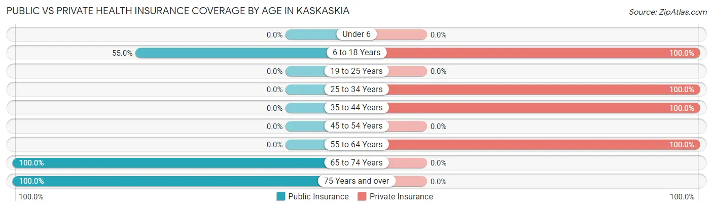 Public vs Private Health Insurance Coverage by Age in Kaskaskia
