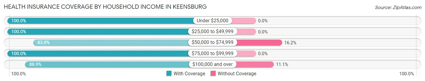 Health Insurance Coverage by Household Income in Keensburg