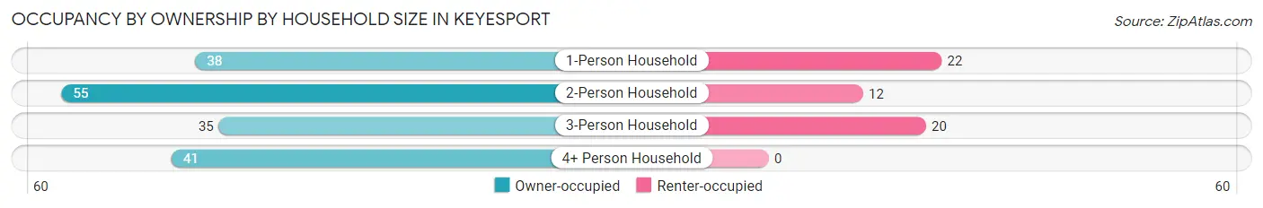 Occupancy by Ownership by Household Size in Keyesport
