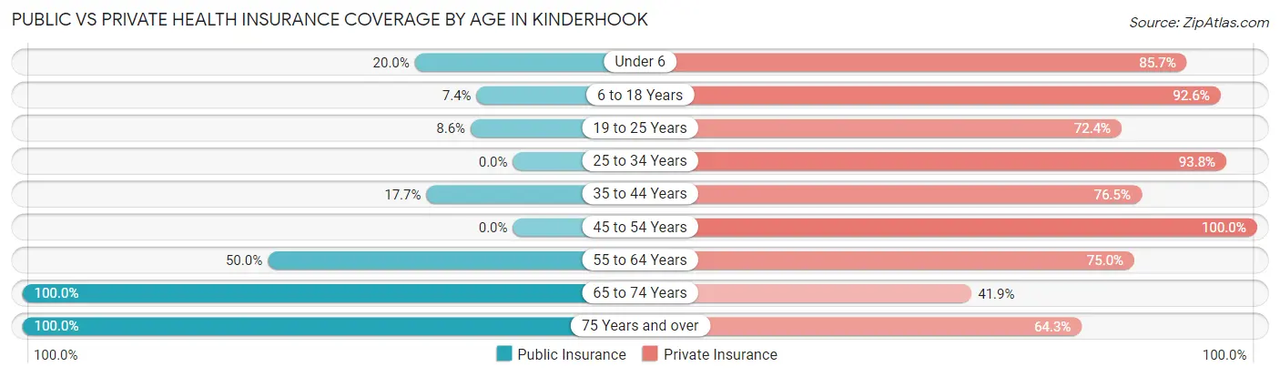 Public vs Private Health Insurance Coverage by Age in Kinderhook