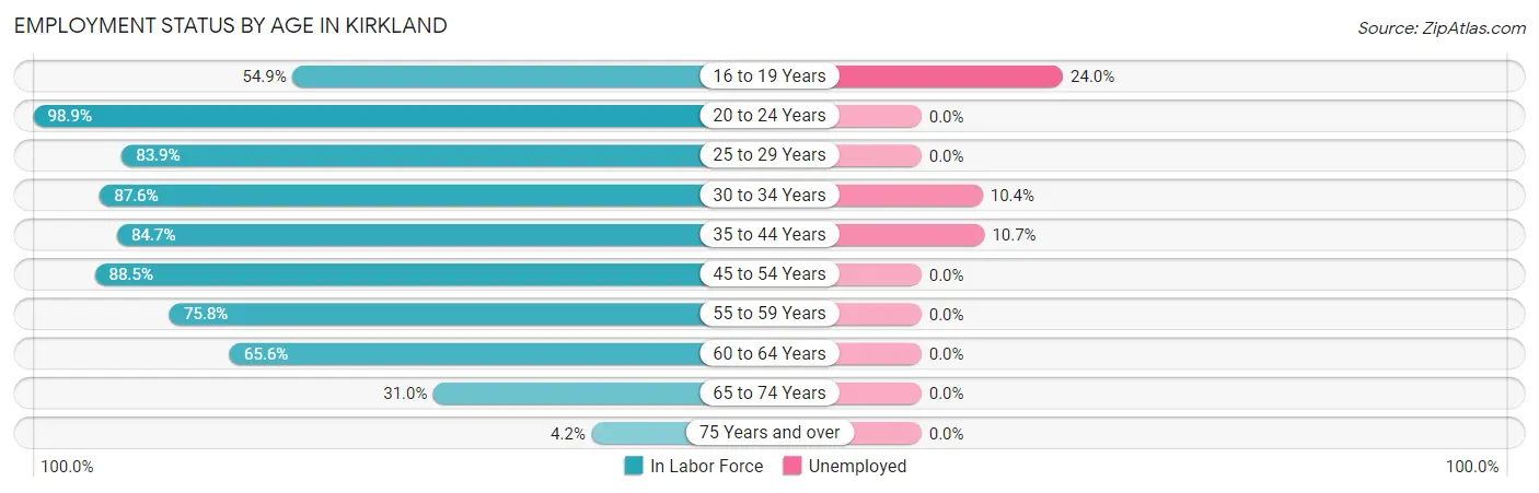 Employment Status by Age in Kirkland