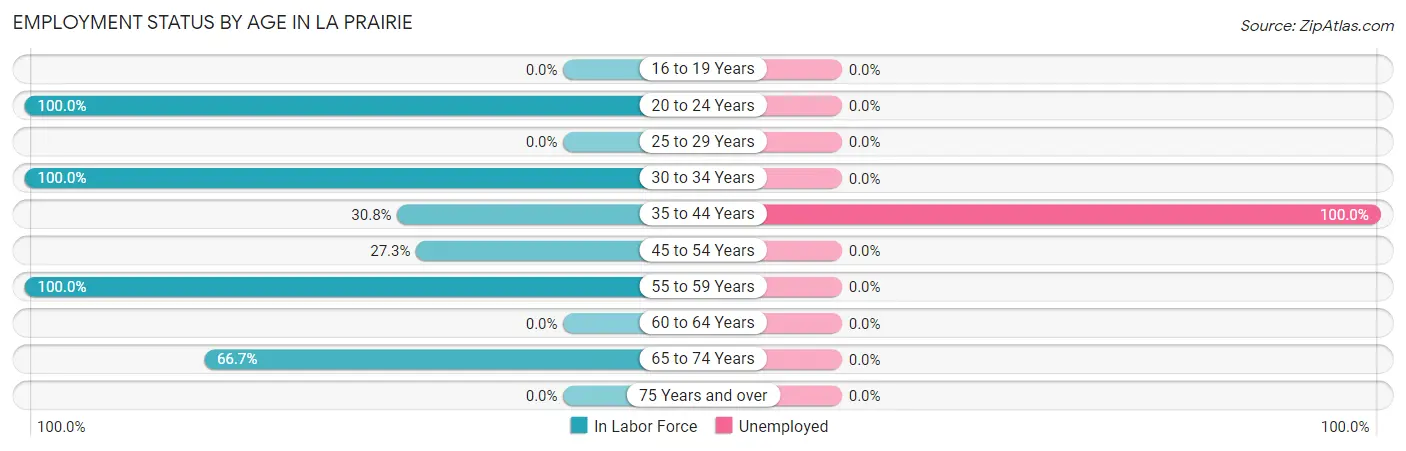 Employment Status by Age in La Prairie