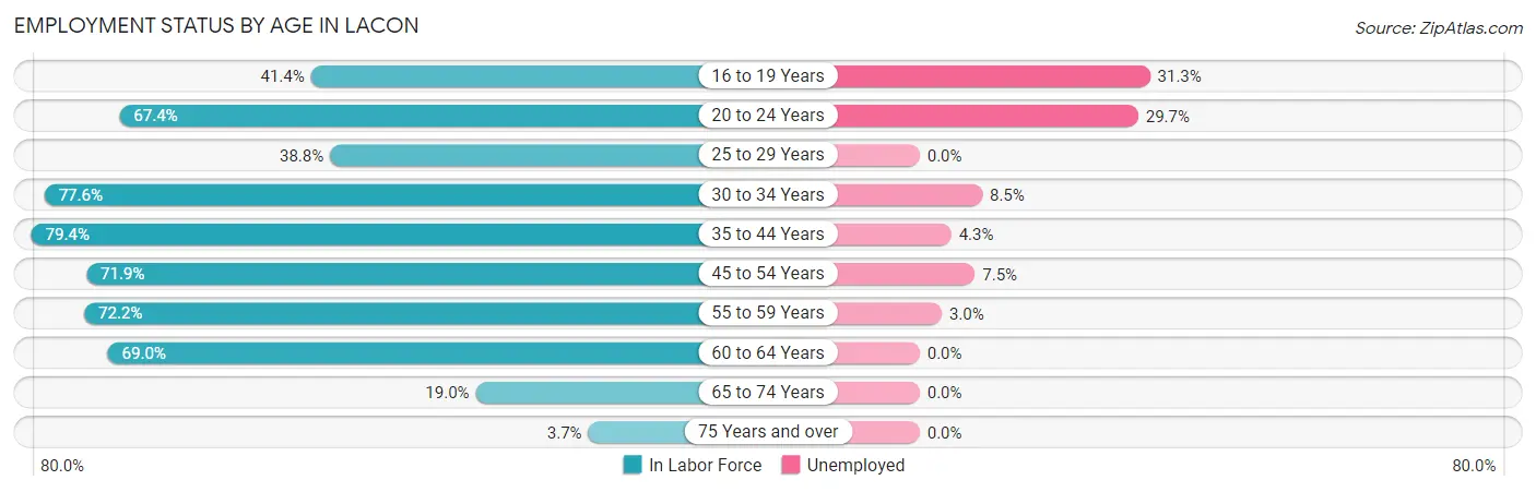 Employment Status by Age in Lacon