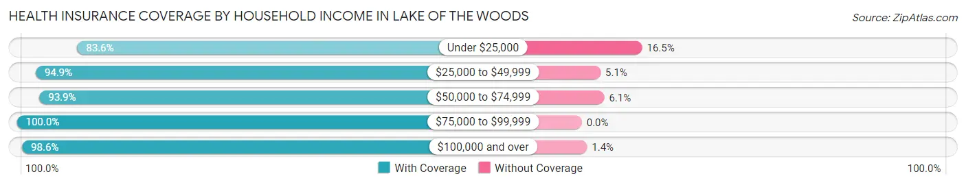 Health Insurance Coverage by Household Income in Lake of the Woods