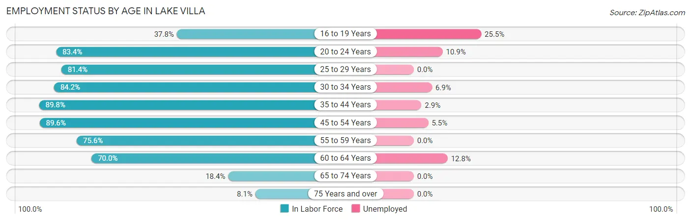 Employment Status by Age in Lake Villa