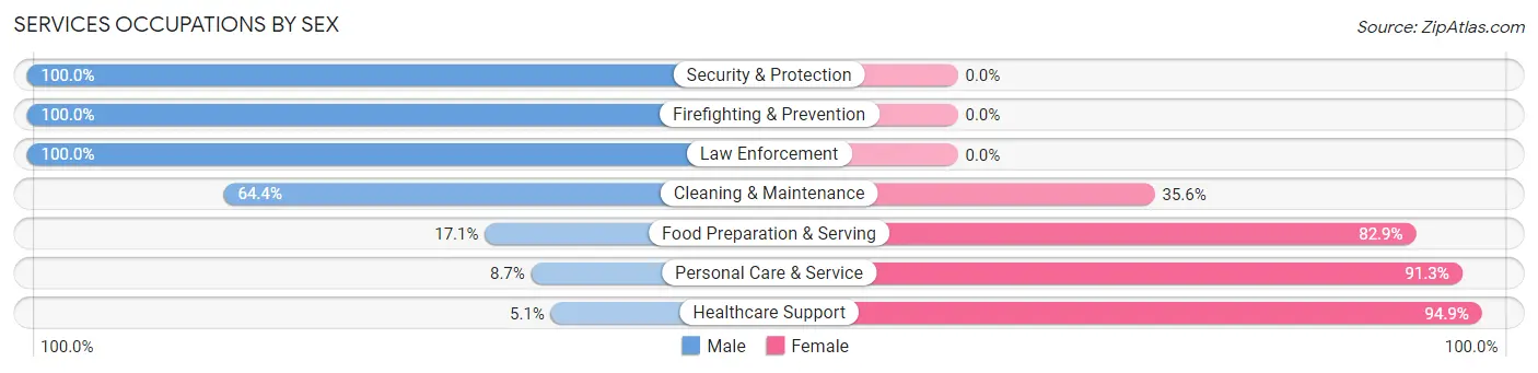 Services Occupations by Sex in Lake Zurich