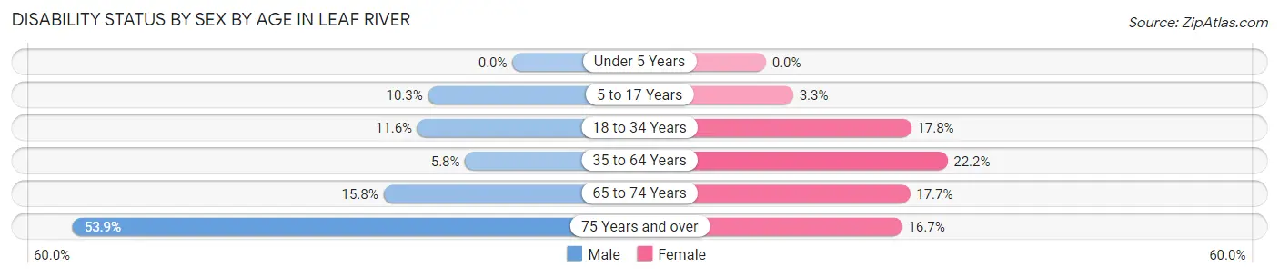 Disability Status by Sex by Age in Leaf River