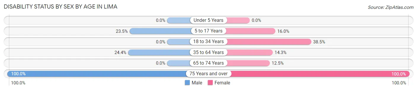 Disability Status by Sex by Age in Lima