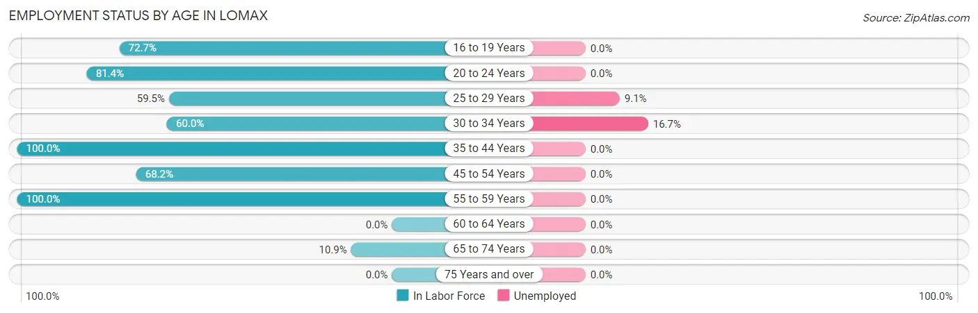 Employment Status by Age in Lomax