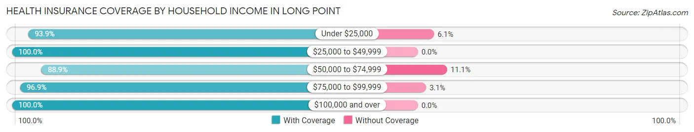 Health Insurance Coverage by Household Income in Long Point