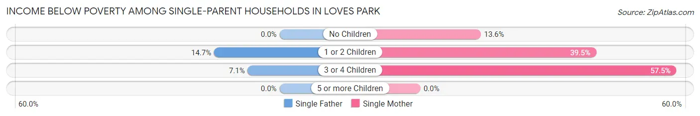 Income Below Poverty Among Single-Parent Households in Loves Park