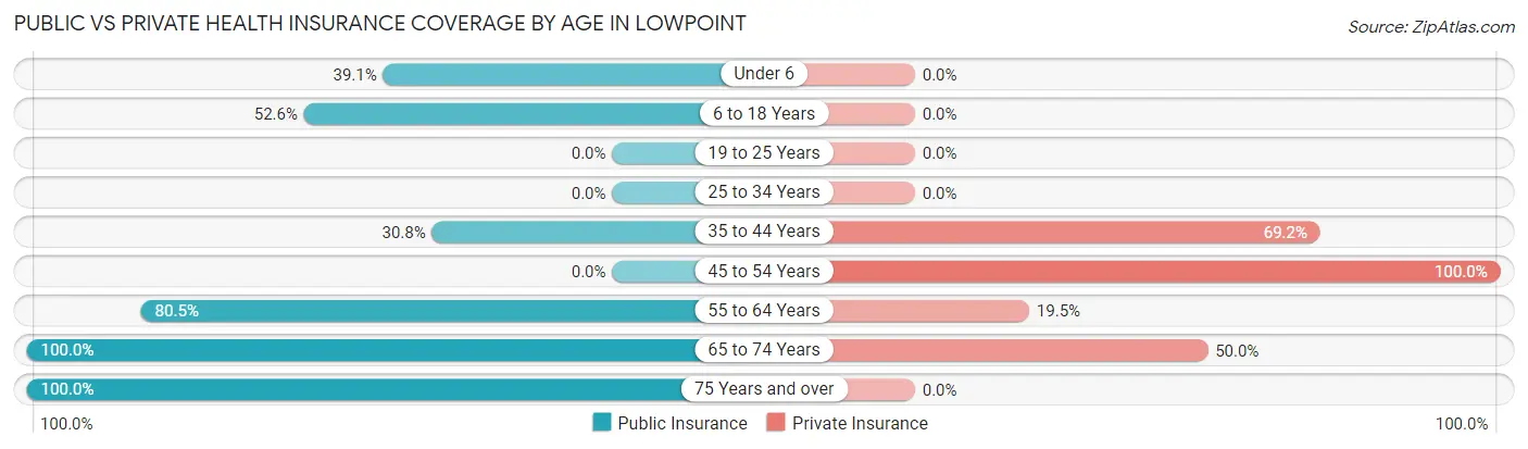 Public vs Private Health Insurance Coverage by Age in Lowpoint