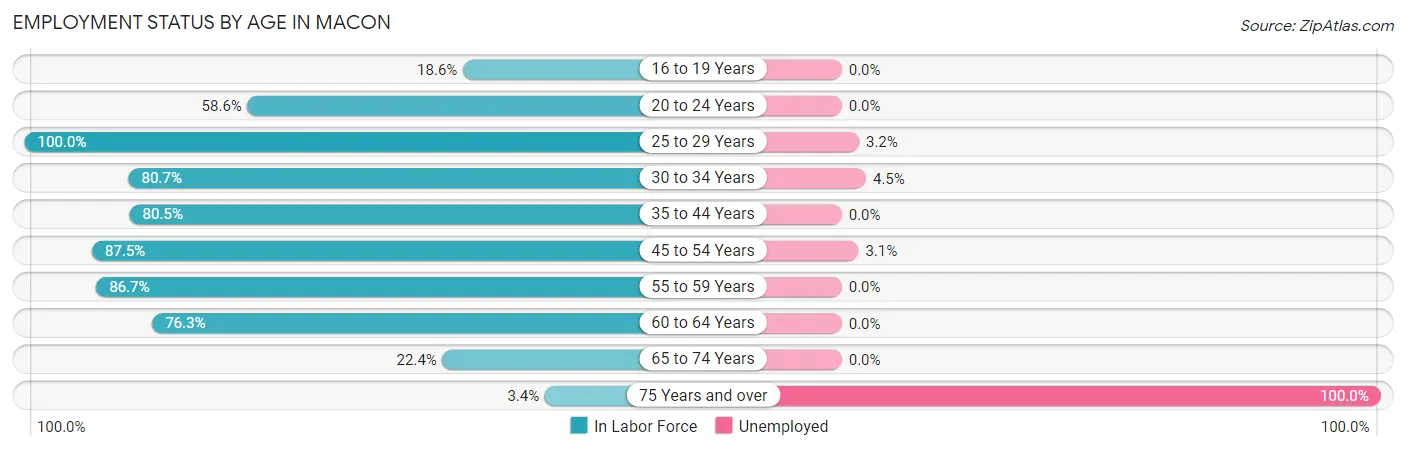 Employment Status by Age in Macon