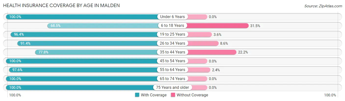 Health Insurance Coverage by Age in Malden