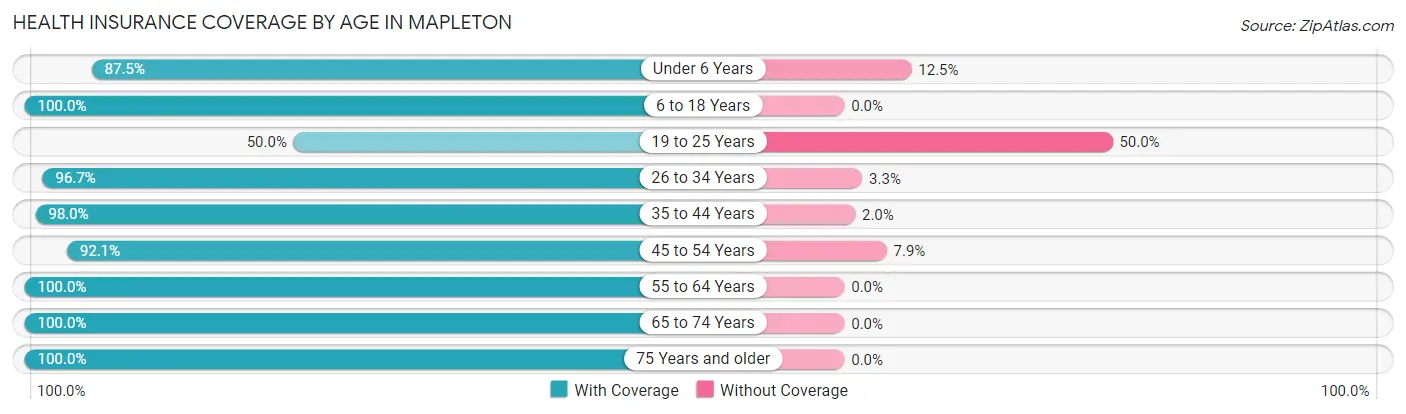 Health Insurance Coverage by Age in Mapleton