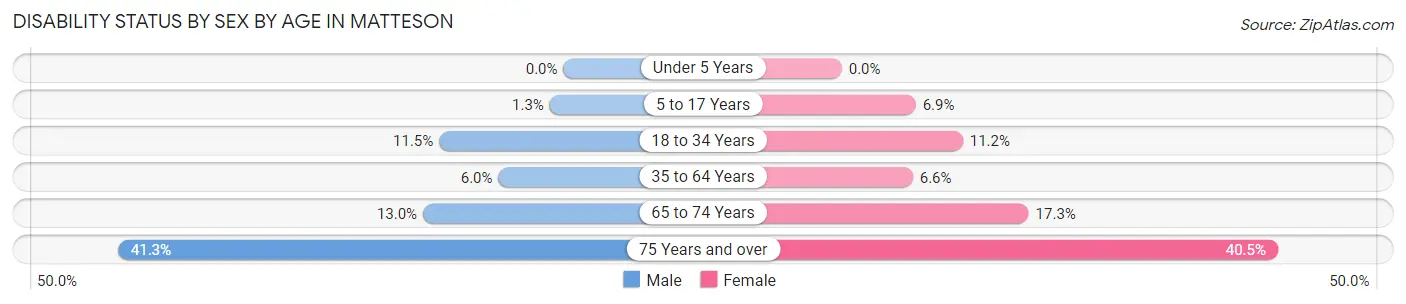 Disability Status by Sex by Age in Matteson