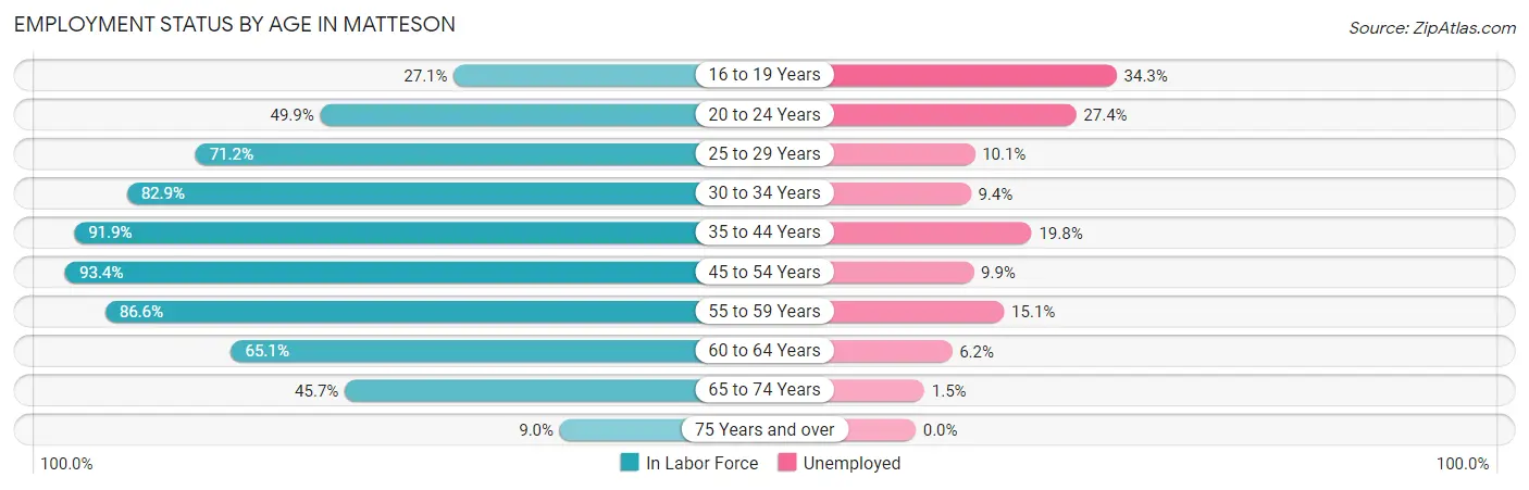 Employment Status by Age in Matteson