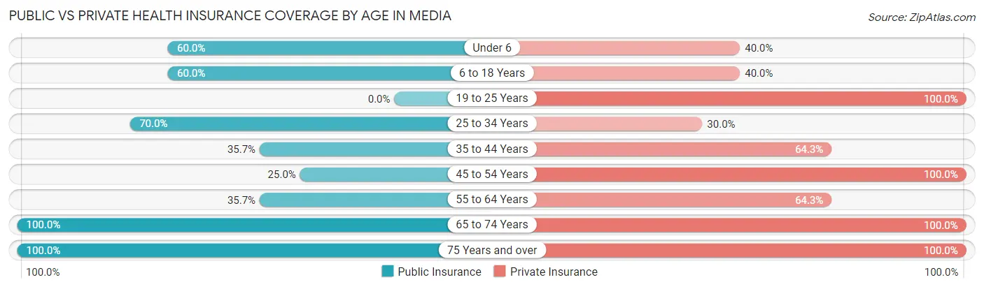 Public vs Private Health Insurance Coverage by Age in Media