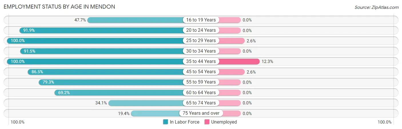 Employment Status by Age in Mendon