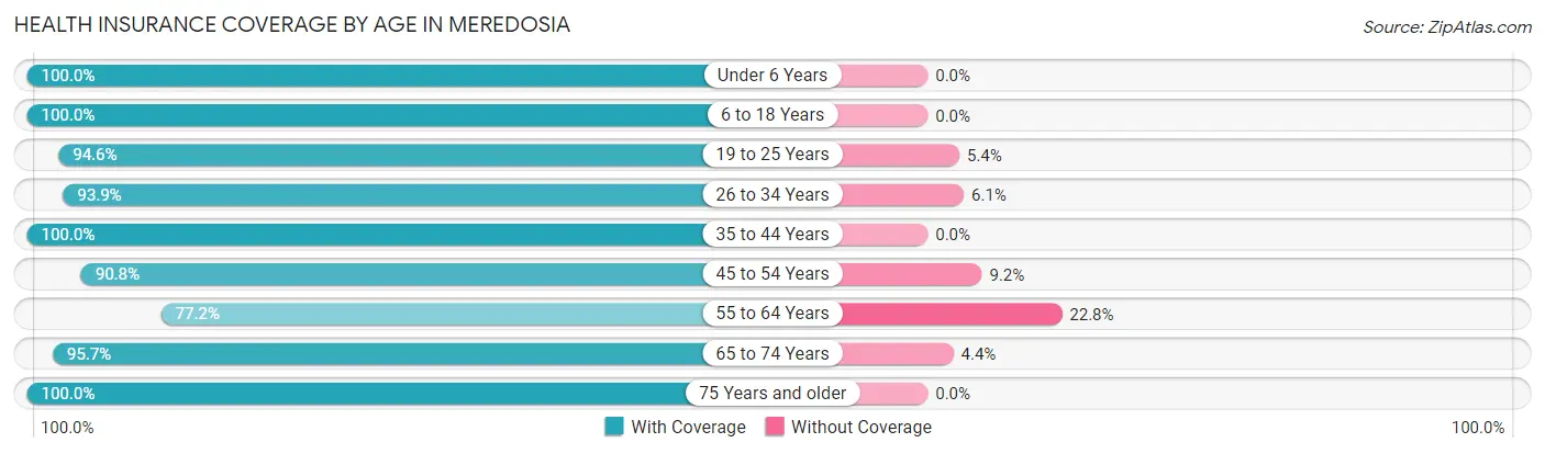 Health Insurance Coverage by Age in Meredosia