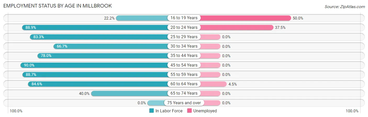 Employment Status by Age in Millbrook