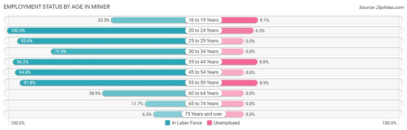 Employment Status by Age in Minier