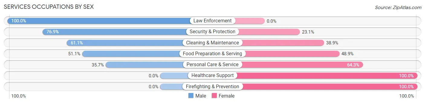 Services Occupations by Sex in Minier