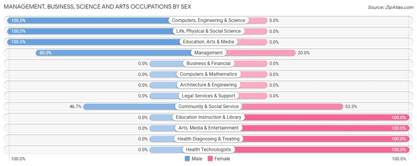 Management, Business, Science and Arts Occupations by Sex in Modesto