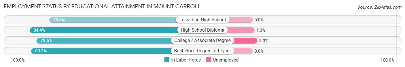 Employment Status by Educational Attainment in Mount Carroll