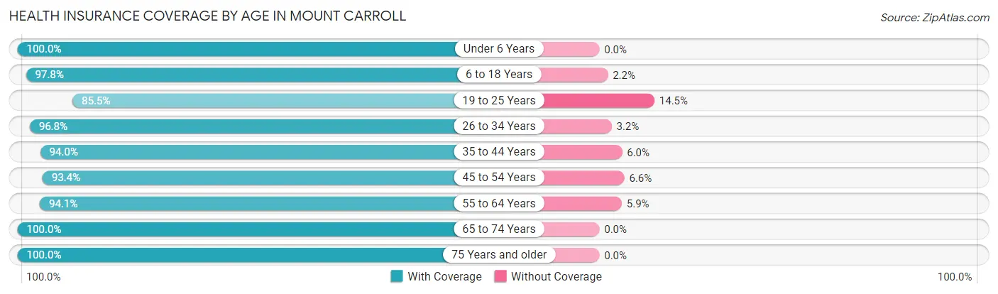 Health Insurance Coverage by Age in Mount Carroll