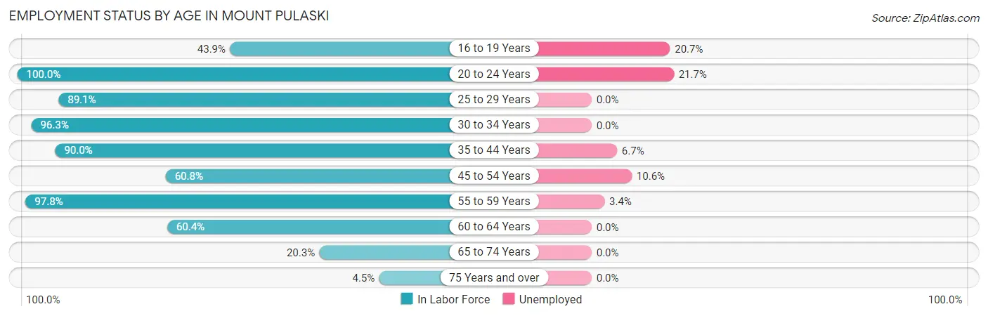 Employment Status by Age in Mount Pulaski