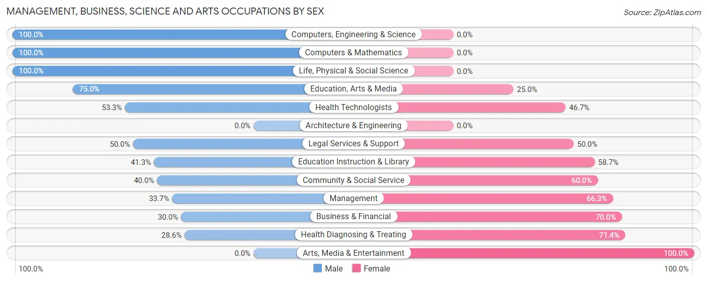 Management, Business, Science and Arts Occupations by Sex in Mount Pulaski