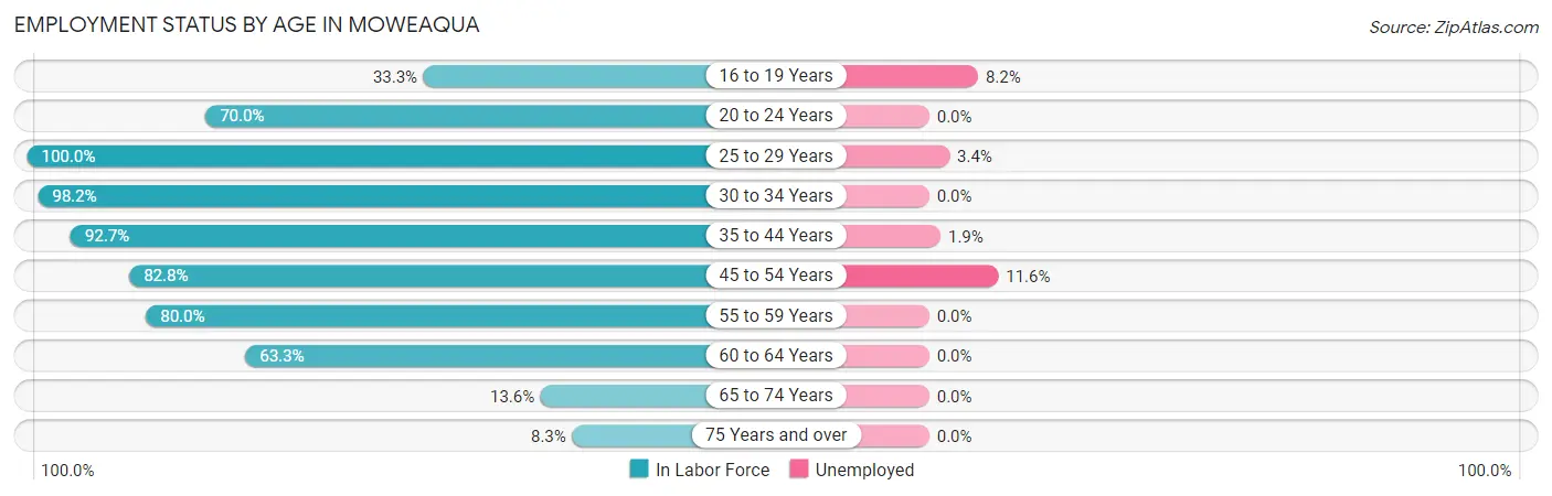 Employment Status by Age in Moweaqua