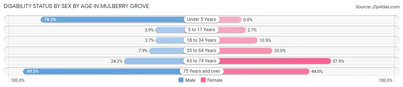 Disability Status by Sex by Age in Mulberry Grove