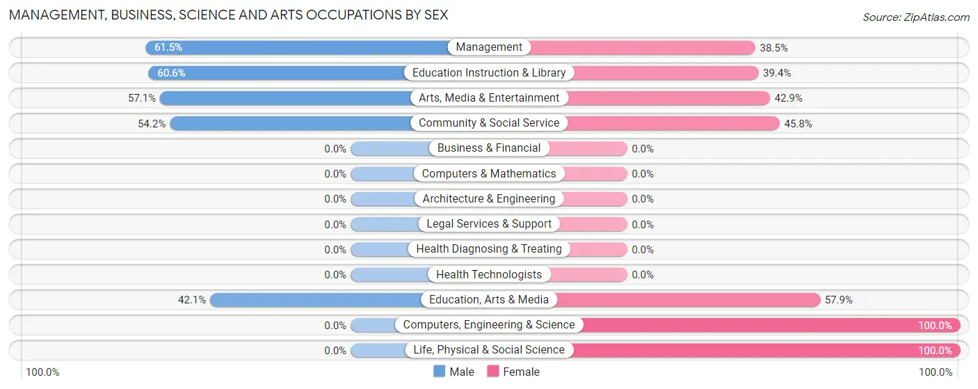 Management, Business, Science and Arts Occupations by Sex in Mulberry Grove