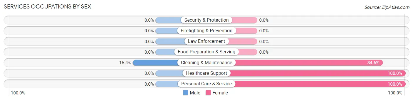Services Occupations by Sex in Muncie