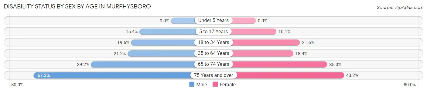 Disability Status by Sex by Age in Murphysboro