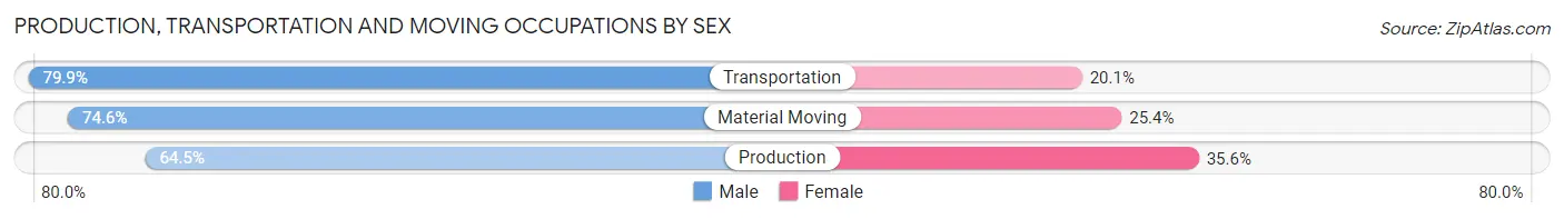 Production, Transportation and Moving Occupations by Sex in Naperville