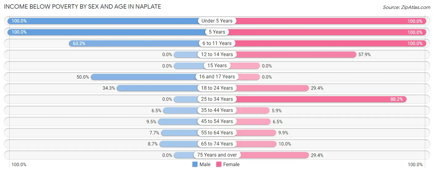 Income Below Poverty by Sex and Age in Naplate
