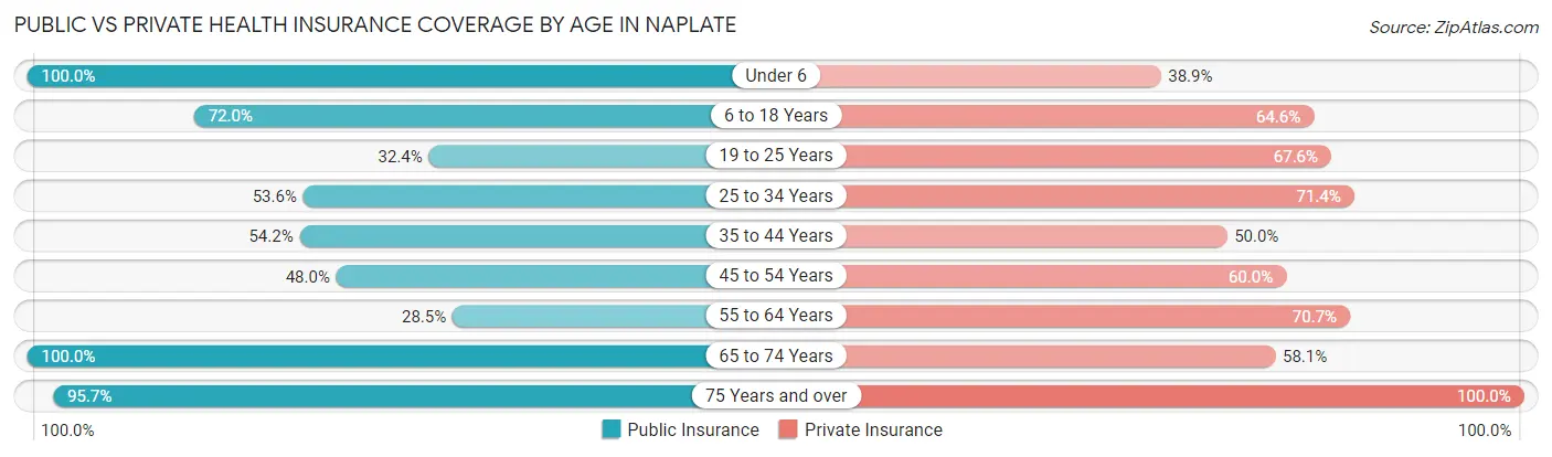 Public vs Private Health Insurance Coverage by Age in Naplate
