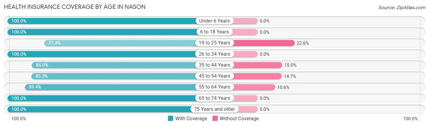 Health Insurance Coverage by Age in Nason