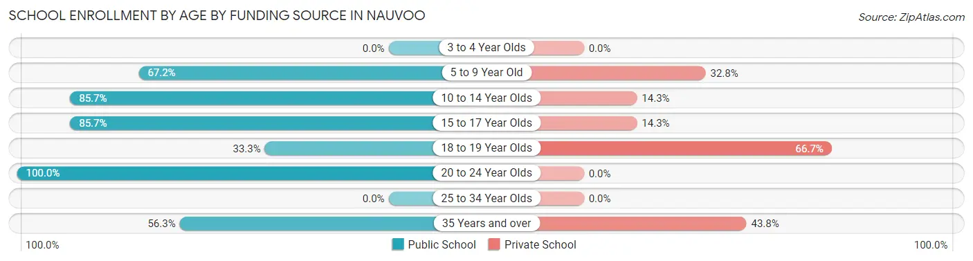 School Enrollment by Age by Funding Source in Nauvoo
