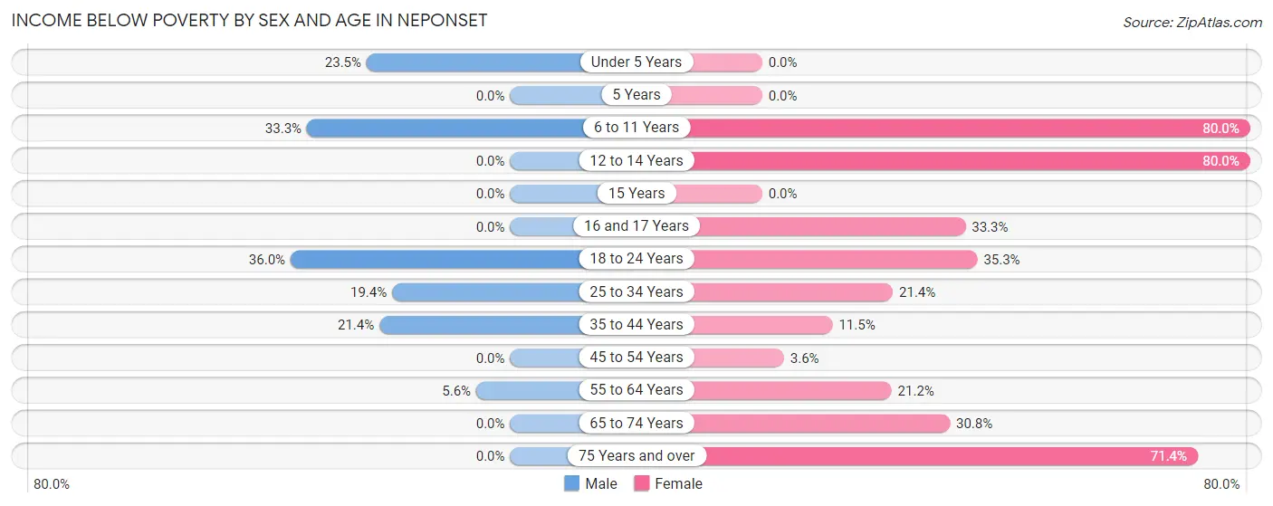 Income Below Poverty by Sex and Age in Neponset