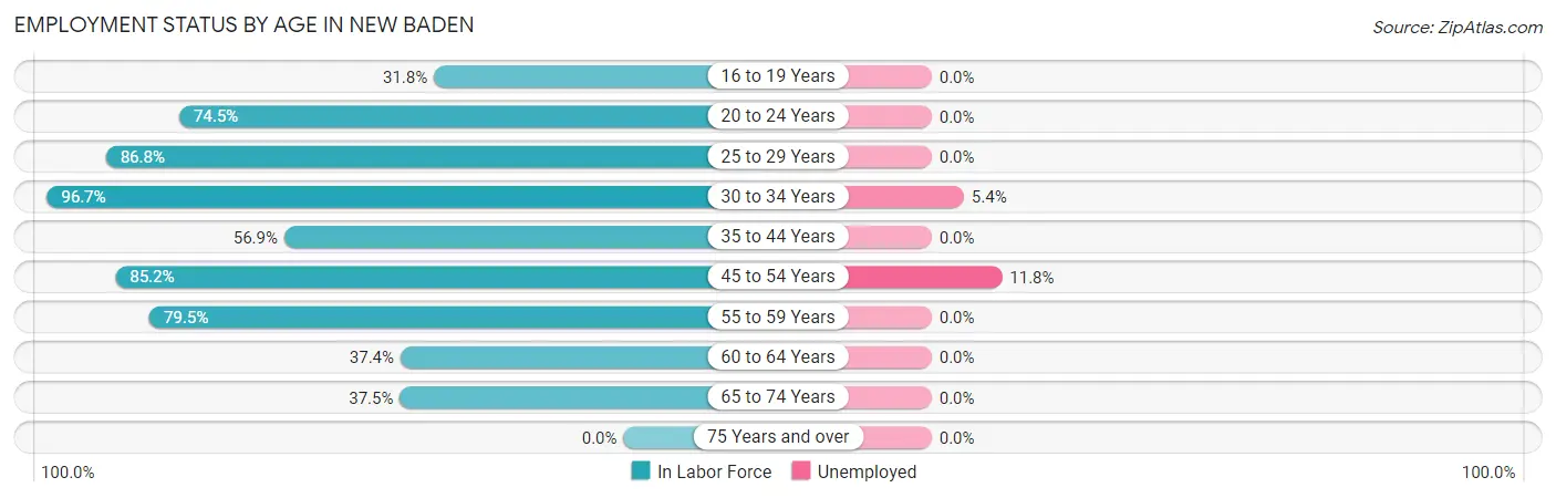 Employment Status by Age in New Baden