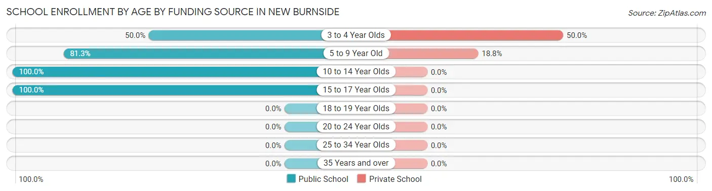 School Enrollment by Age by Funding Source in New Burnside